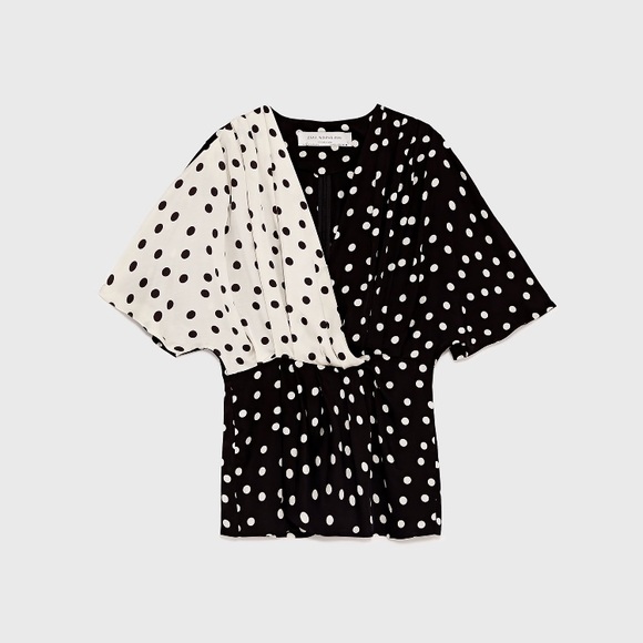 polka dot combined top zara